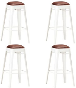 vidaXL Bancos de bar 4 pcs couro genuíno branco