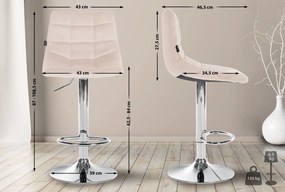 Conjunto de 2 bancos de bar Jerry em veludo com estrutura cromada 87-108,5 x 43 x 46,5 cm Bege