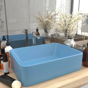 vidaXL Lavatório luxuoso 41x30x12 cm cerâmica azul-claro mate