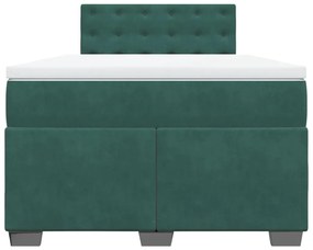Cama boxspring com colchão 120x200 cm veludo verde-escuro
