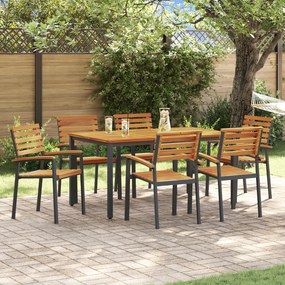 vidaXL Conjunto de Jantar para o Jardim 7 Peças Madeira Sólida Acácia e Metal