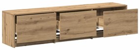 Gabinete de TV com LED Carvalho Artesanal 165x34x40 cm Madeira de Enge