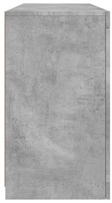 Aparador com luzes LED 142,5x37x67 cm cinzento cimento