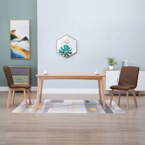 vidaXL Cadeiras de jantar 2 pcs tecido castanho e carvalho maciço