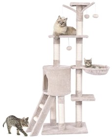 Arranhador para gatos de 140 cm com plataformas, árvore para gatos, móvel para gatos, árvore para trepar, árvore de atividades, bege