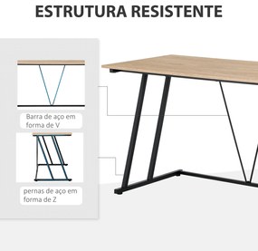 HOMCOM Secretária Mesa de Computador 120x60x85cm com Bancada de Madeir