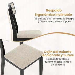 Conjunto de 2 cadeiras de jantar com assento almofadado (MESA NÃO INCLUÍDA), encosto alto almofadado, almofadas antiderrapantes preto