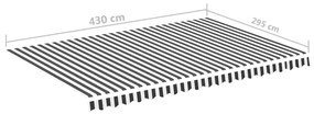 Tecido de substituição para toldo 4,5x3 m antracite e branco