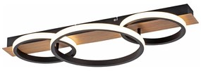 Candeeiro de teto preto com madeira incl. LED 3 luzes - Marien Moderno