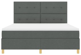 Cama Box Spring com colchão e LED Cinza Escuro 180x200 cm Tecido