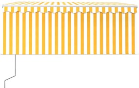 Toldo autom. c/ estore/LED/sensor vento 3,5x2,5m amarelo/branco