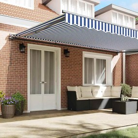 Toldo Retrátil Manual Azul e Branco 500x300 cm