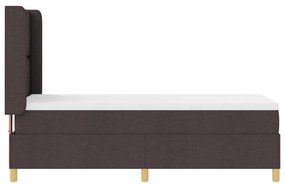 Cama Box Spring com Colchão e LED Castanho Escuro 80x200 cm Tecido