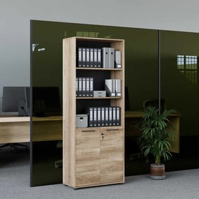 Estante "Noceto" - Nogueira Clara - 72x187x34cm - Design Moderno