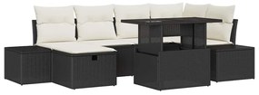Conjunto de Sofá de Jardim 7 Peças com Almofadas em Rattan Polímero Pr