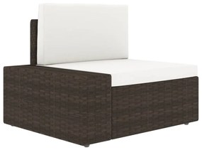 49510 vidaXL Sofá seccional canto apoio de braços direito vime PE castanho