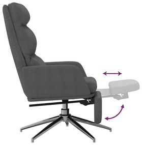 Cadeira de descanso c/ apoio de pés tecido cinzento-escuro