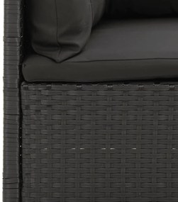 4 pcs conjunto lounge de jardim c/ almofadões vime PE preto