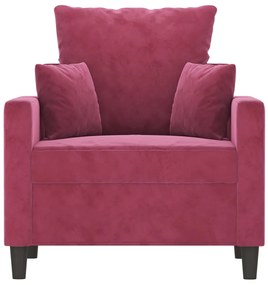 Poltrona 60 cm veludo vermelho-tinto