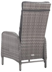 3 pcs conjunto de jantar para jardim vime PE e vidro cinzento