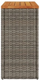 Mesa apoio jardim c/ tampo madeira 58x27,5x55 cm vime PE cinza