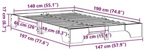 Cama Castanho Encerado 140x190 cm de Madeira de Pinho Maciça