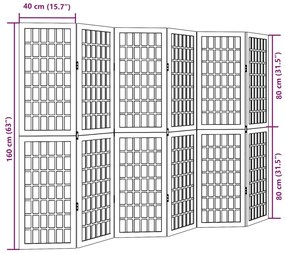 Biombo com 6 painéis madeira de paulownia maciça preto