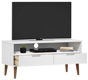 Móvel de TV Eva de 106cm em Madeira de Pinho - Branco - Design Escandi