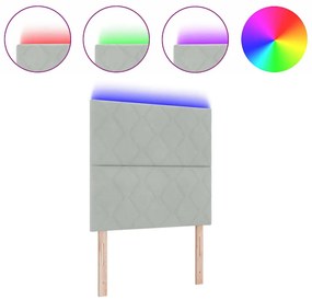 Cabeceira LED com design de blocos de diamante, cinza claro, 90 cm, em