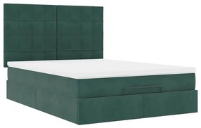 Estrutura cama otomana colchões 140x200 cm veludo verde escuro