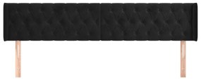 Cabeceira de cama c/ abas veludo 203x16x78/88 cm preto