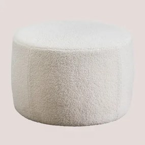 Pufe Redondo Ø60 Cm Em Borreguinho Jaldinguer Tecido Pele De Borrego Branco - Sklum