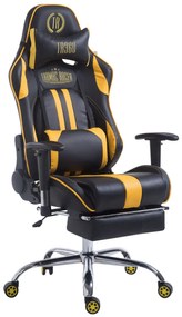 Cadeira Gaming Limit V2 em imitação de pele com apoio para os pés preto/amarelo