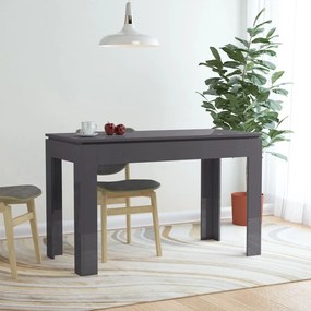 vidaXL Mesa de jantar 120x60x76 cm contraplacado cinzento brilhante