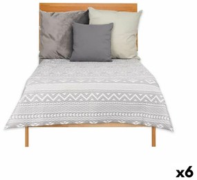 Colcha Reversível 180 x 260 cm Étnico Branco Cinzento (6 Unidades)