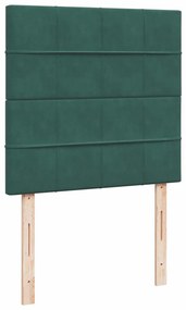 Cama com molas/colchão 80x200 cm veludo verde-escuro