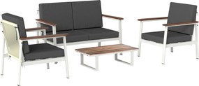 Outsunny Conjunto de Sofás para Jardim 4 Pessoas 2 Poltronas Sofá Mesa Cinza | Aosom Portugal
