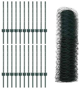 Postes para Cerca 11 pcs U-Channel Verde 60 cm de Aço