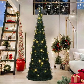 321524 vidaXL Árvore Natal pop-up artificial pré-iluminada 180 cm verde