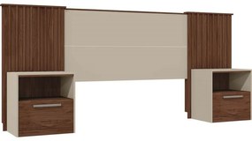 Cabeceira LUCIUS, extensível, 2 mesas de cabeceira, MDP habana e casca de ovo