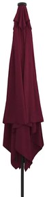 Guarda-sol com Luzes LED 295x245 cm Vermelho Bordeaux