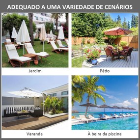Chapéu de Sol de Jardim Ø300x250cm com Sistema de Polia Teto Ventilado e Mastro Desmontável de Madeira para Terraço Pátio Exterior Preto