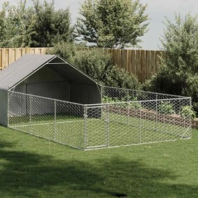 vidaXL Canil exterior para cães com corredor 7x3x1,9 m aço galvanizado
