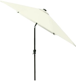 Guarda-sol de jardim com luzes LED e poste de aço 2x3 m areia