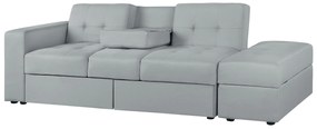 Sofá-cama de 3 lugares com repousa-pés em tecido cinzento claro FALSTER Beliani