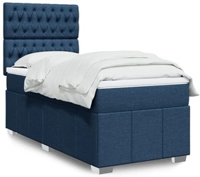 Cama com molas/colchão 90x190 cm tecido azul