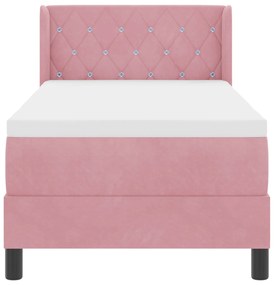 Cama Box Spring com Colchão Rosa 80x200 cm Veludo