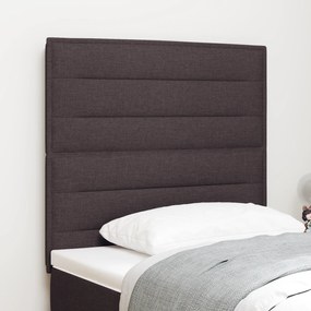 Cabeceira de LED Design Linhas Castanho Escuro 100 cm Tecido
