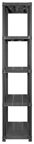 Unidade com 5 prateleiras 213x38x170 cm plástico preto