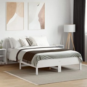 Cama sem colchão 120x190 cm madeira de pinho maciça branco